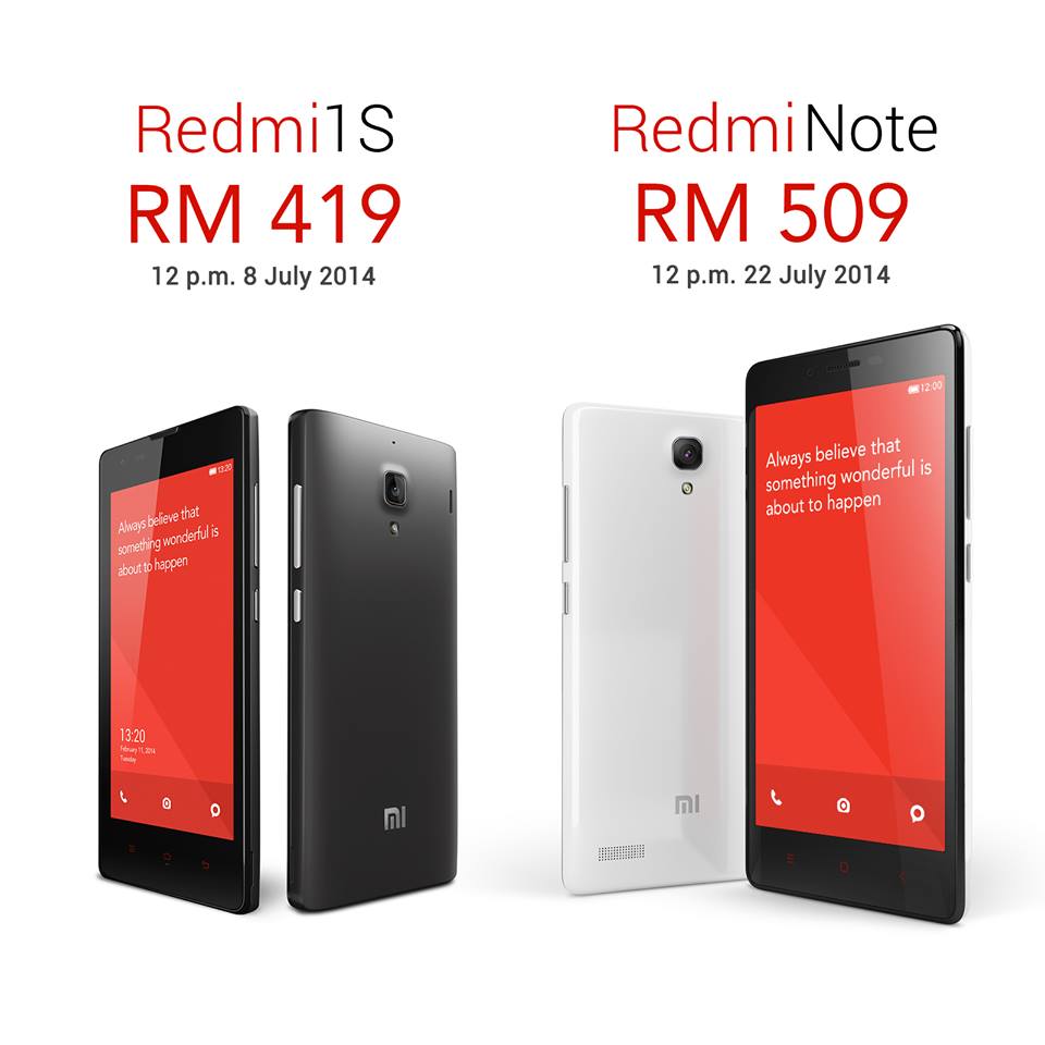 Redmi 1S and Redmi Note Malaysia