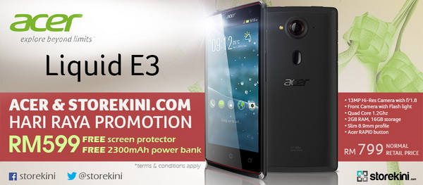 Acer Liquid E3 promo at storekini