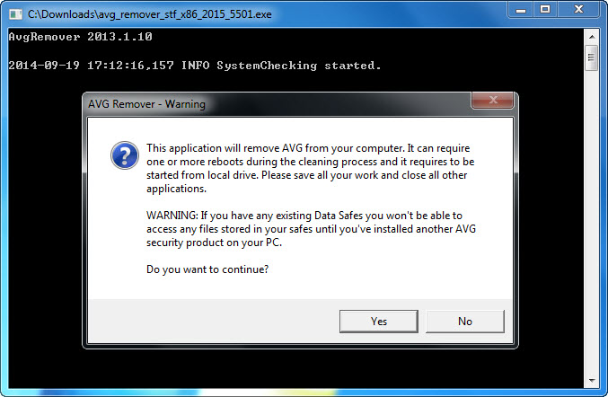 avg removal tool failed