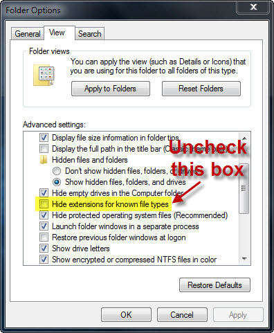 Disable hide file formats option
