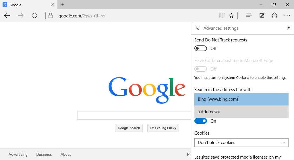 How to Change Default Search Engine in Mirosoft Edge