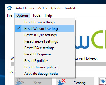 AdwCleaner - Reset Windows Settings