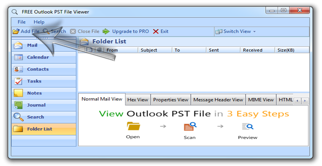 Free Outlook PST File Viewer