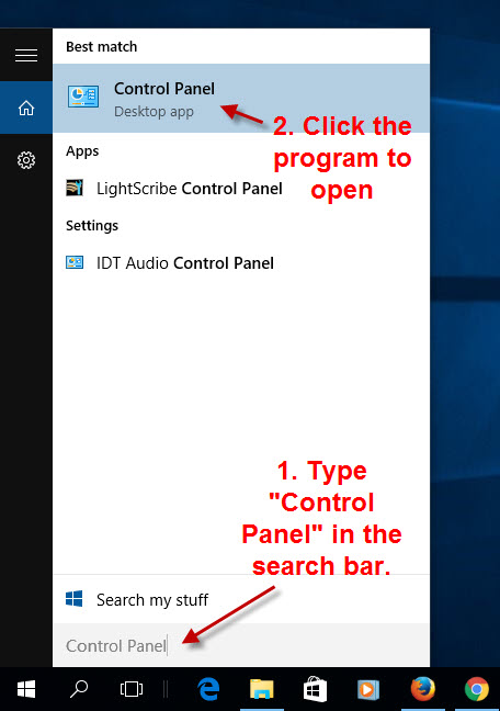 open control panel