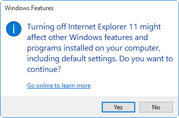 How to remove IE11 from Windows 10 