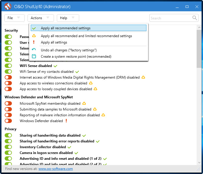 Change Windows 10 Privacy Settings