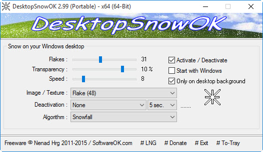 DesktopSnowOK brings snow effect to Windows 10