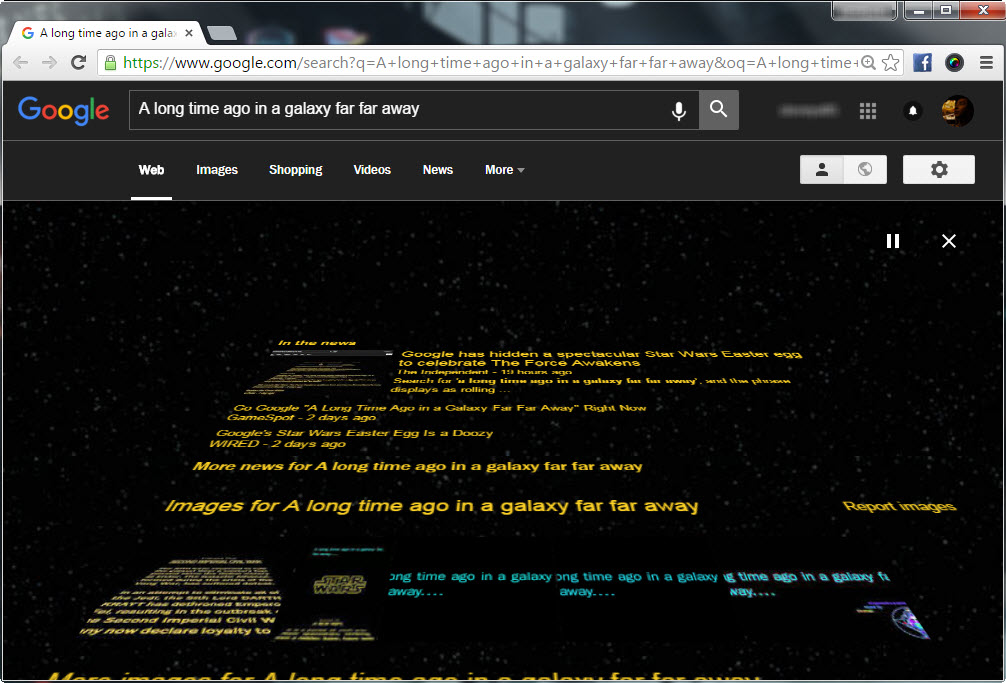 Star Wars Opening Crawl effect on Google