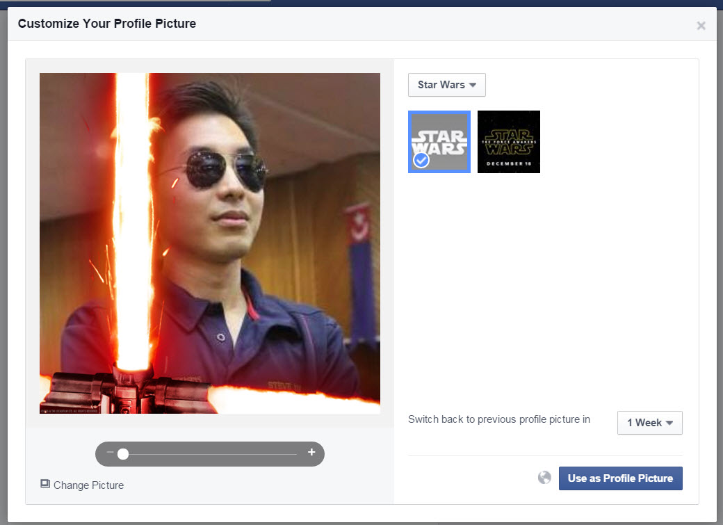 Add Star Wars Lightsaber to Facebook Profile Picture