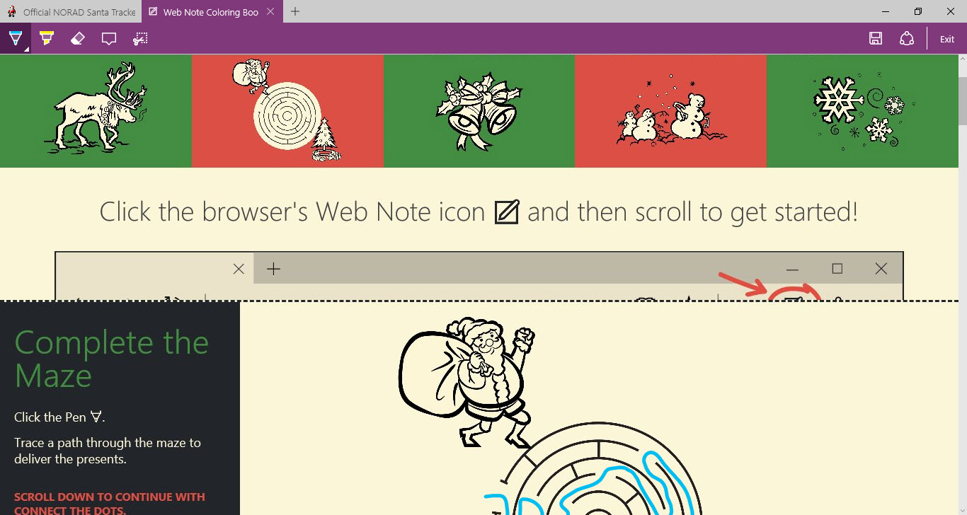 NORAD Tracks Santa 2015 - Coloring Page for Microsoft Edge