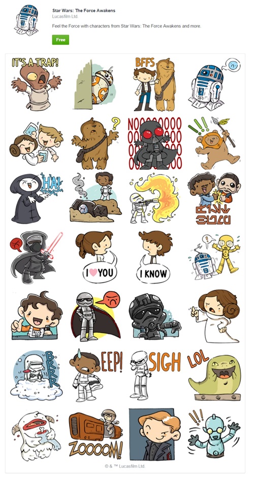 Star Wars The Force Awakens Facebook Sticker Pack