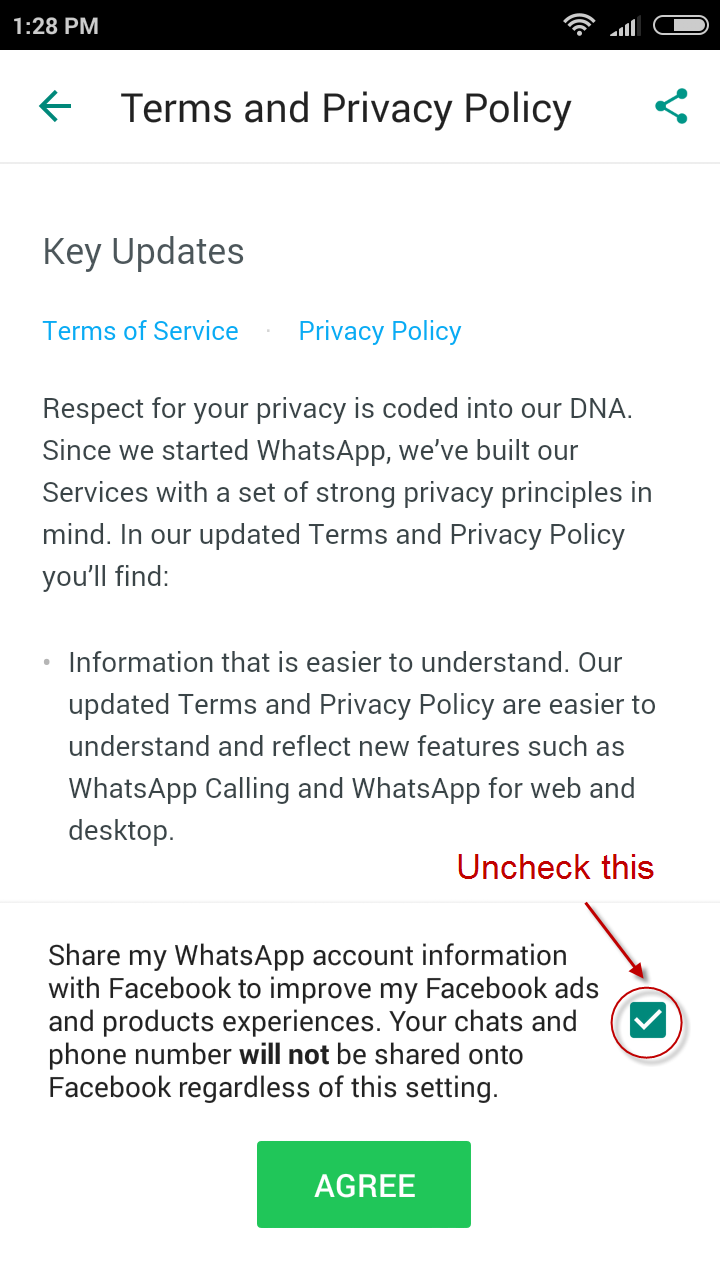 How to stop sharing Whatsapp Data with Facebook