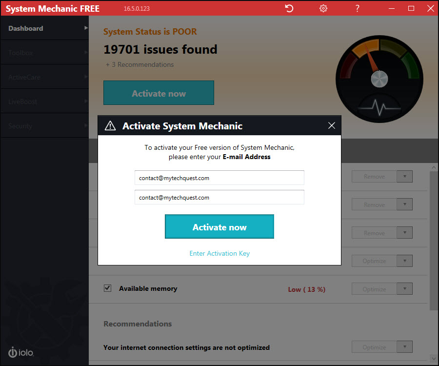 System Mechanic Free 16.5 - Activate Now