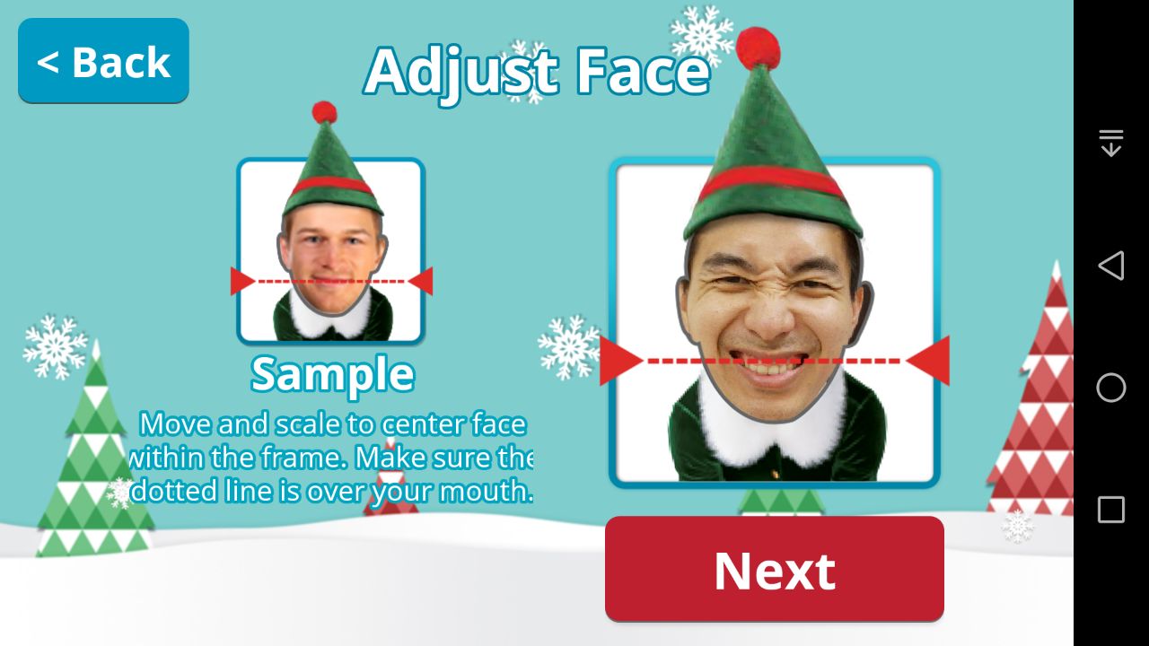 Elf Yourself Android App - Adjust Face