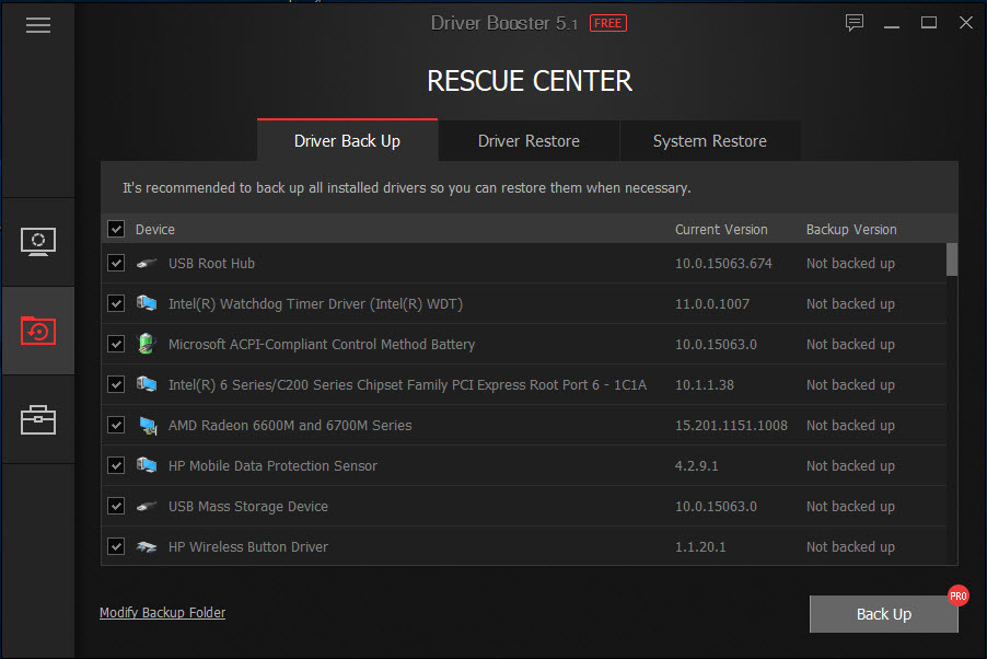 IObit Driver Booster 5 - Rescue Center