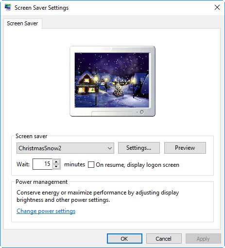 Christmas Screensavers for Windows 10 desktop - Screensaver Setiings