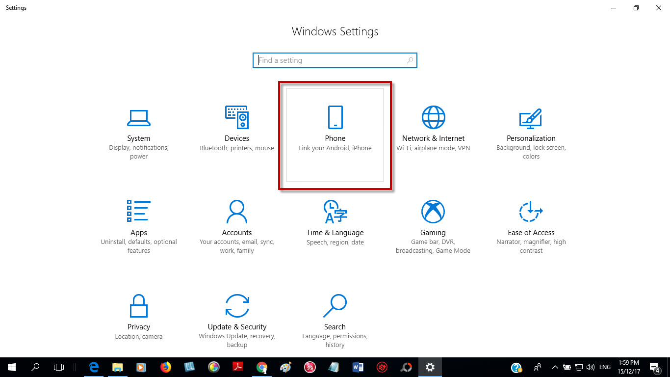 linking android phone to windows 10