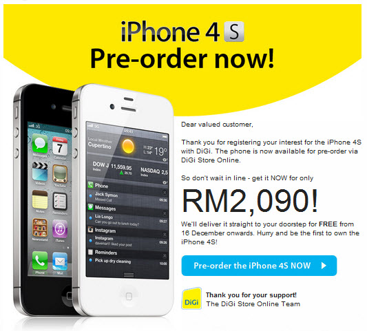 Digi iPhone 4S Available for Pre-Order