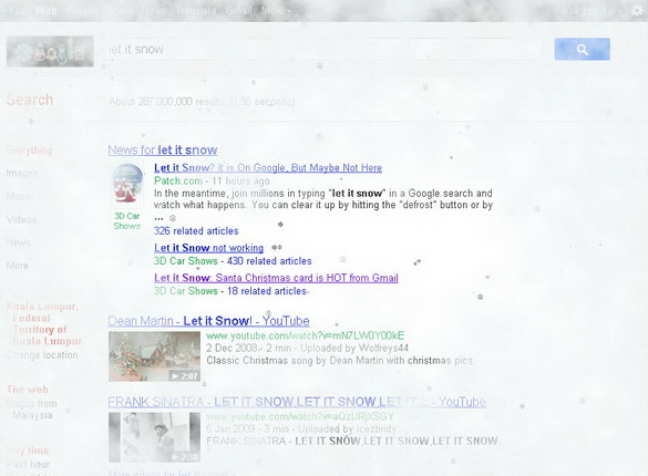 Google Christmas Easter Egg - Let it Snow