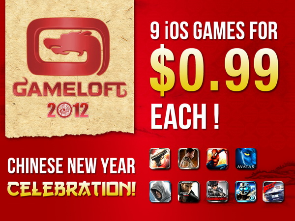 Chinese New Year 2012 Sale - Gameloft iOS Games at 99 cents
