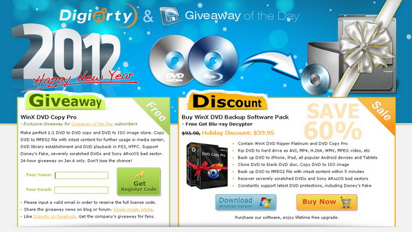 WinX DVD Copy Pro - Free License Giveaway Page