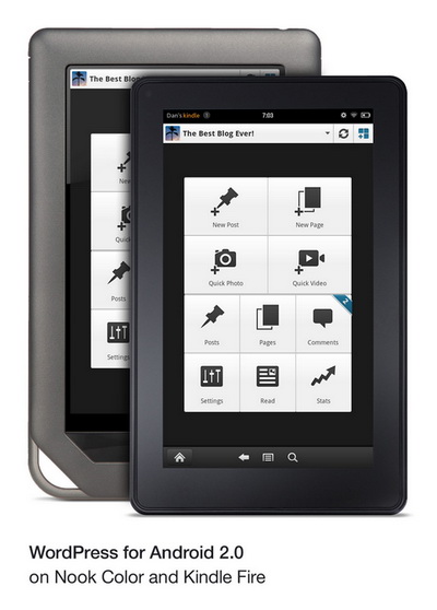 Wordpres For Android 2.0.5 Available for Nook Color and Kindle Fire