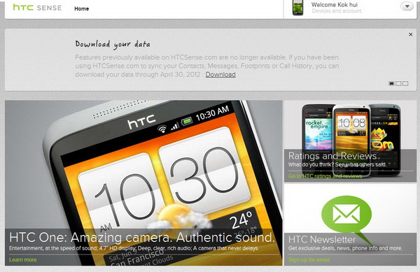 Download User Data Backup from HTCSense.com
