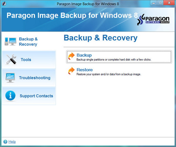 Paragon Image Backup for Windows 8