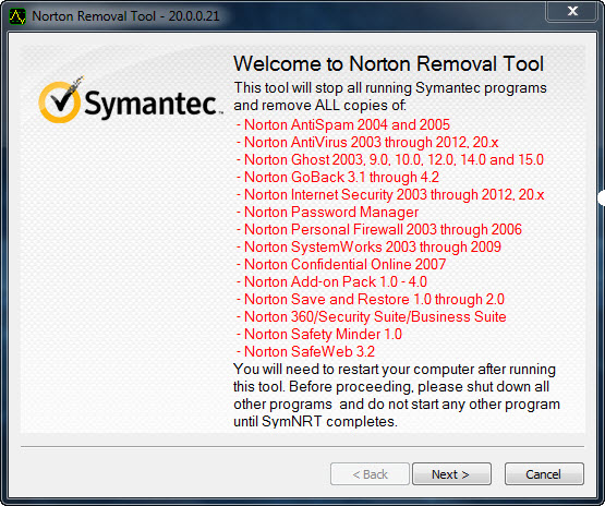 Completely Uninstall Norton 2013 Products