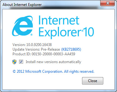 Internet Explorer 10 Preview for Windows 7