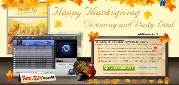 MacXDVD - Thanksgiving 2012 Giveaway