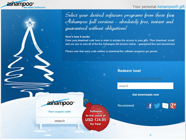 Ashampoo Free Software Giveaway for Christmas 2012