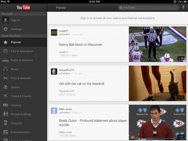 Youtube for iOS now support iPhone 5 and iPad