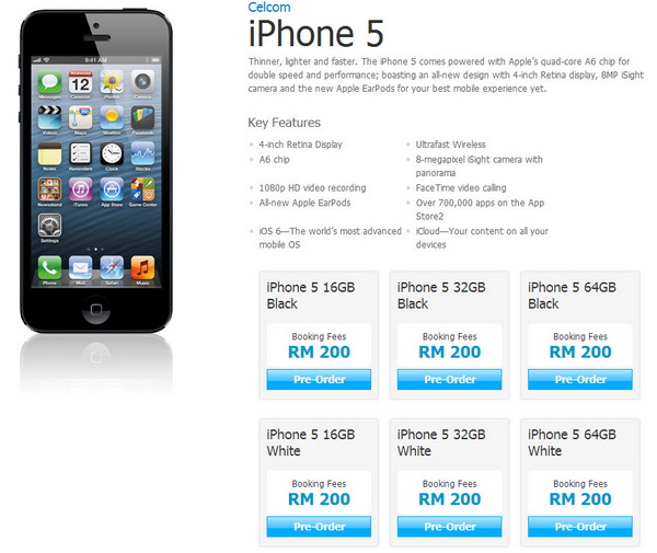 iPhone 5 Pre-order at Celcom Malaysia