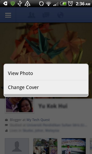 Change Facebook Cover Photo from Android