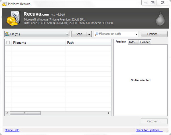 Piriform's Recuva version 1.46