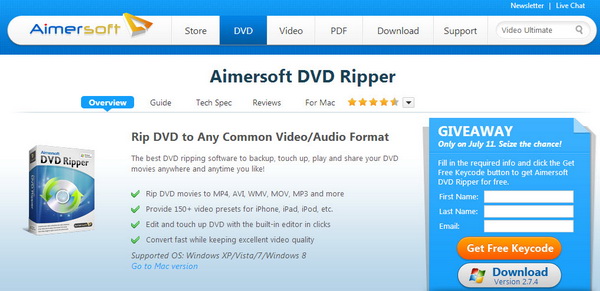 Aimersoft DVD Ripper Free Download