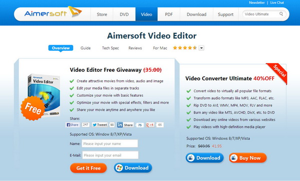 Aimersoft Video Editor Free Download