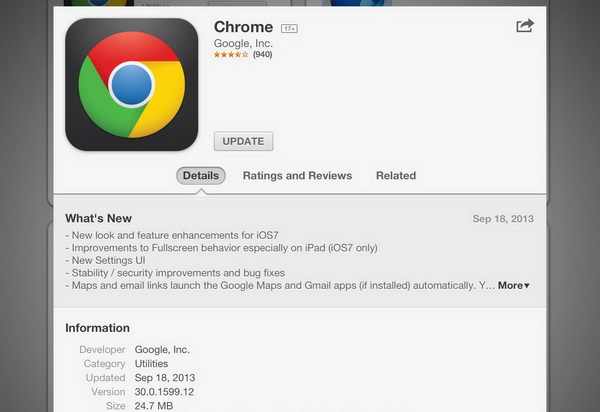 Chrome for iOS 7