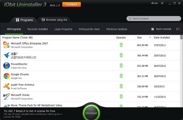 IObit Uninstaller 3 Beta 1.0
