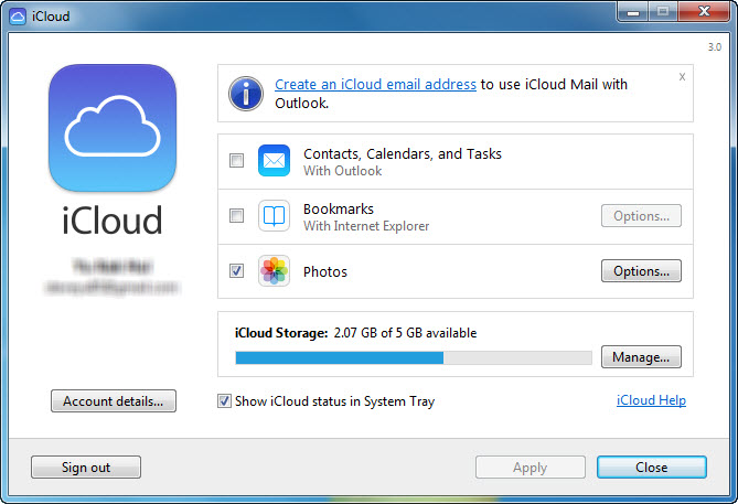 iCloud Control Panel for Windows updated to version 3.0