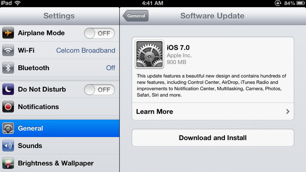 iOS 7 Update now available for download