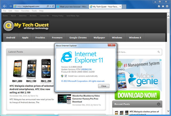 Internet Explorer 11 for Windows 7