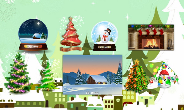 Animated Christmas Trees, Globes and more Decorations for desktop