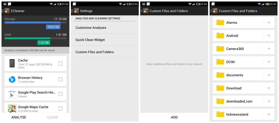 CCleaner for Android 1.05 - Custom Files and Folders Cleaning