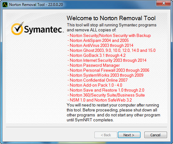 Norton Removal Tool 2015