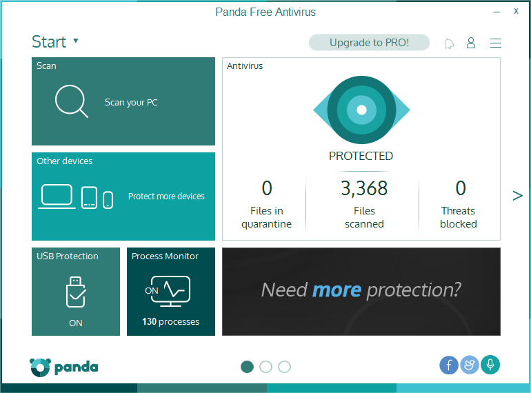 Panda Free Antivirus 2016 - Main Interface