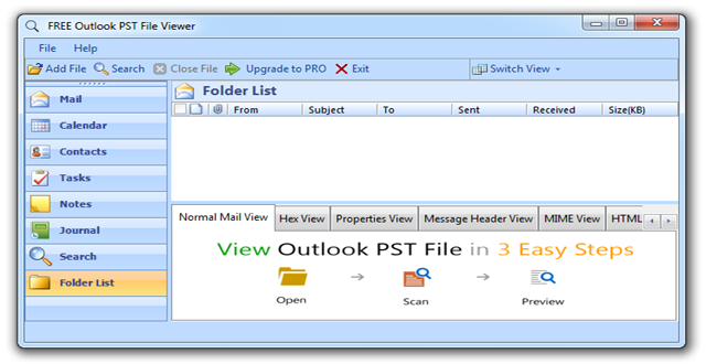 Free Outlook PST File Viewer