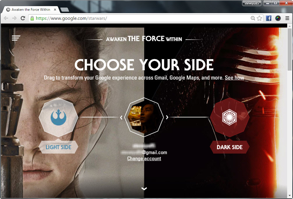 Star Wars Episode VII The Force Awakens experience on Google