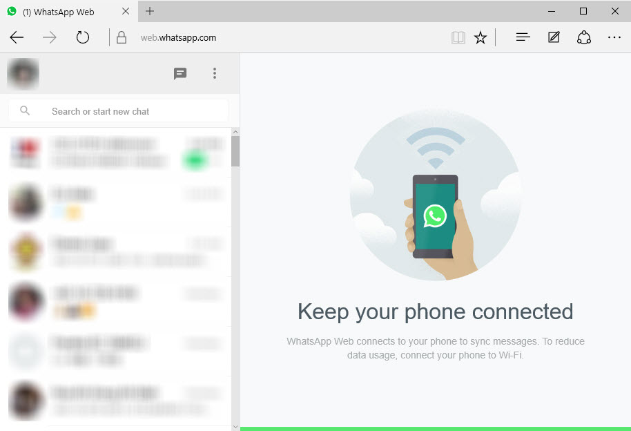 Access Whatsapp Web on Edge browser